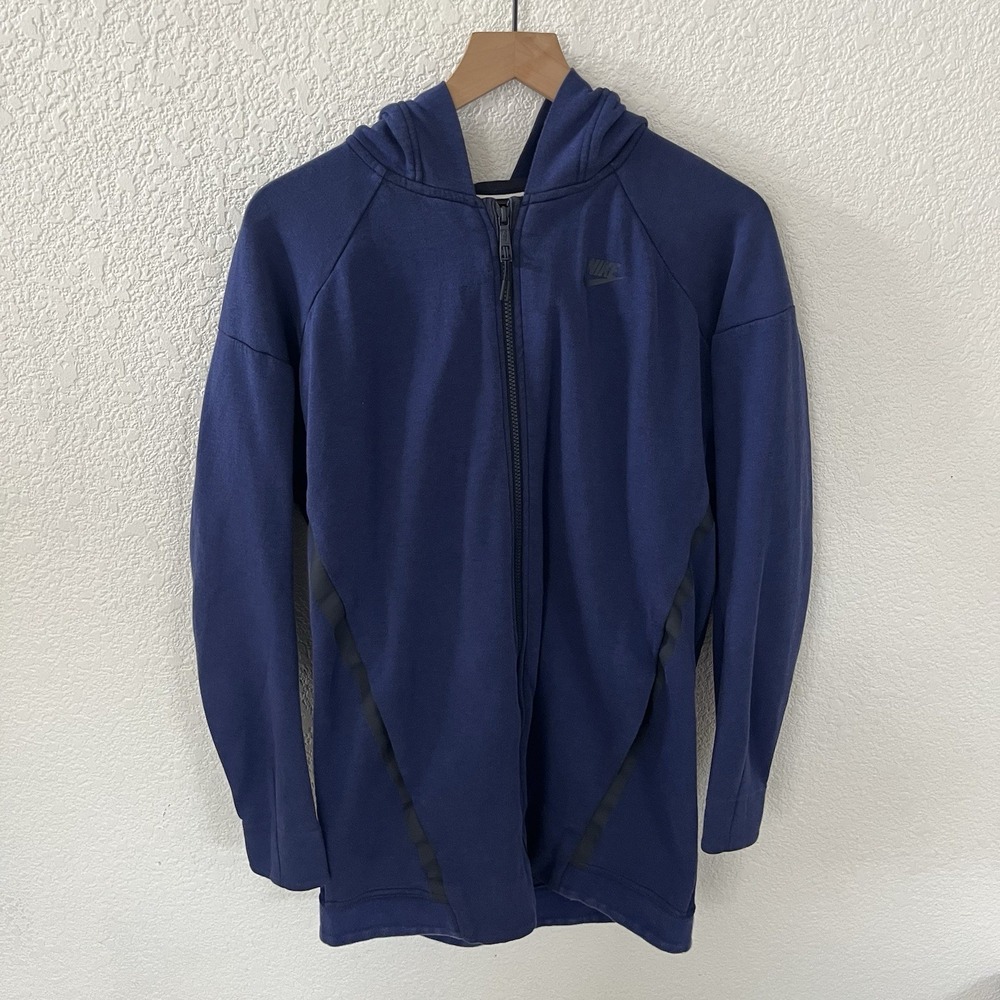 Nike Tech Fleece Cocoon Mesh Jacket Women's Medium Blue Zip Up Long Hooded